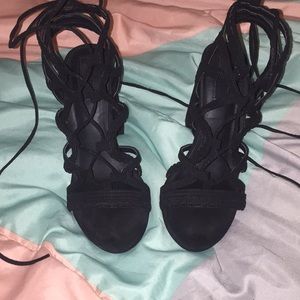 SOLD Black lace up heels